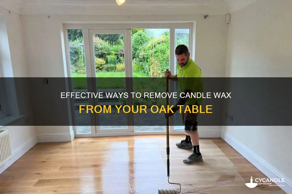 how to get candle wax off oak table