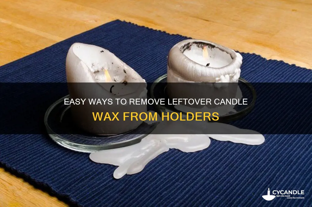 how to get left over candle wax out holder