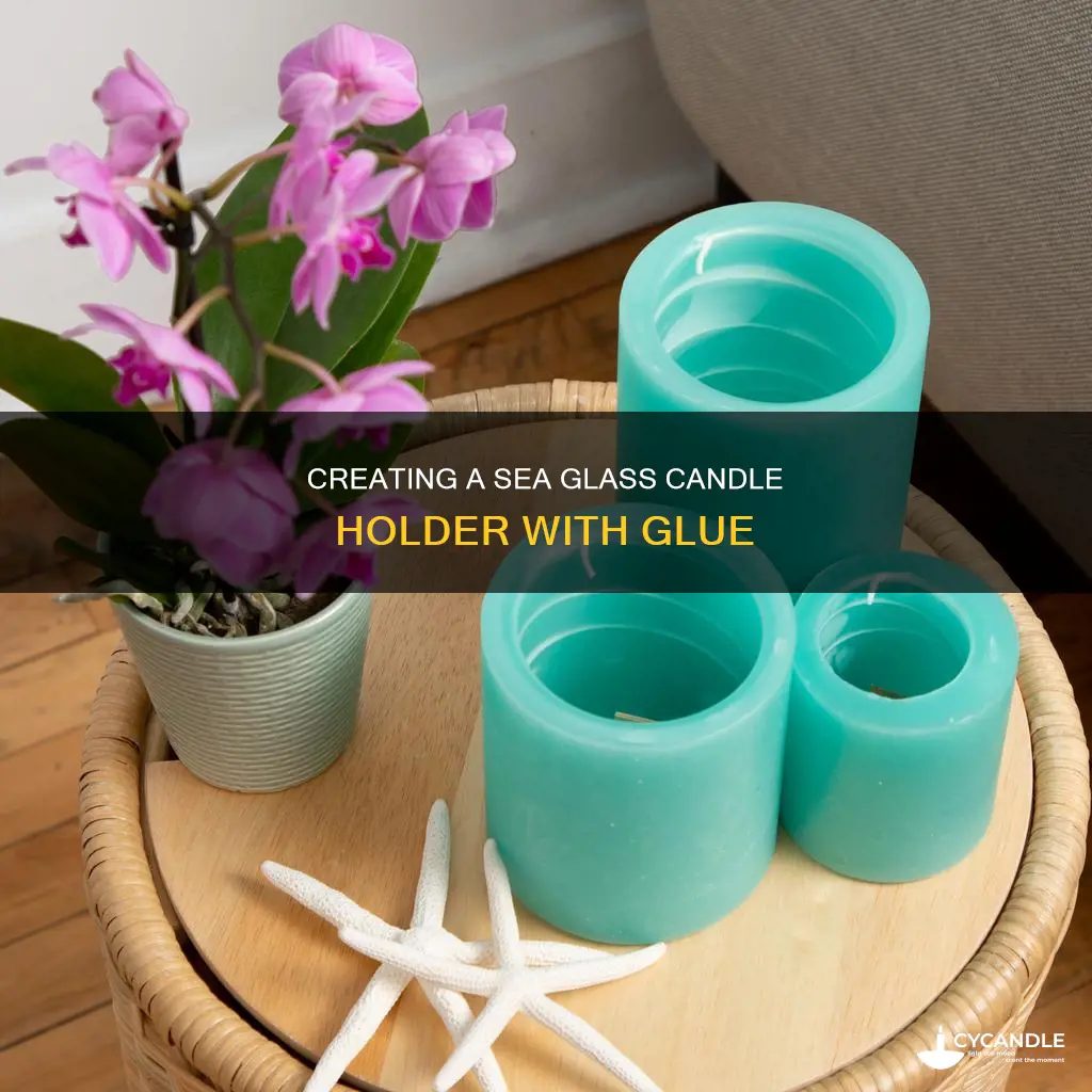 how to glue sea glass candle holder