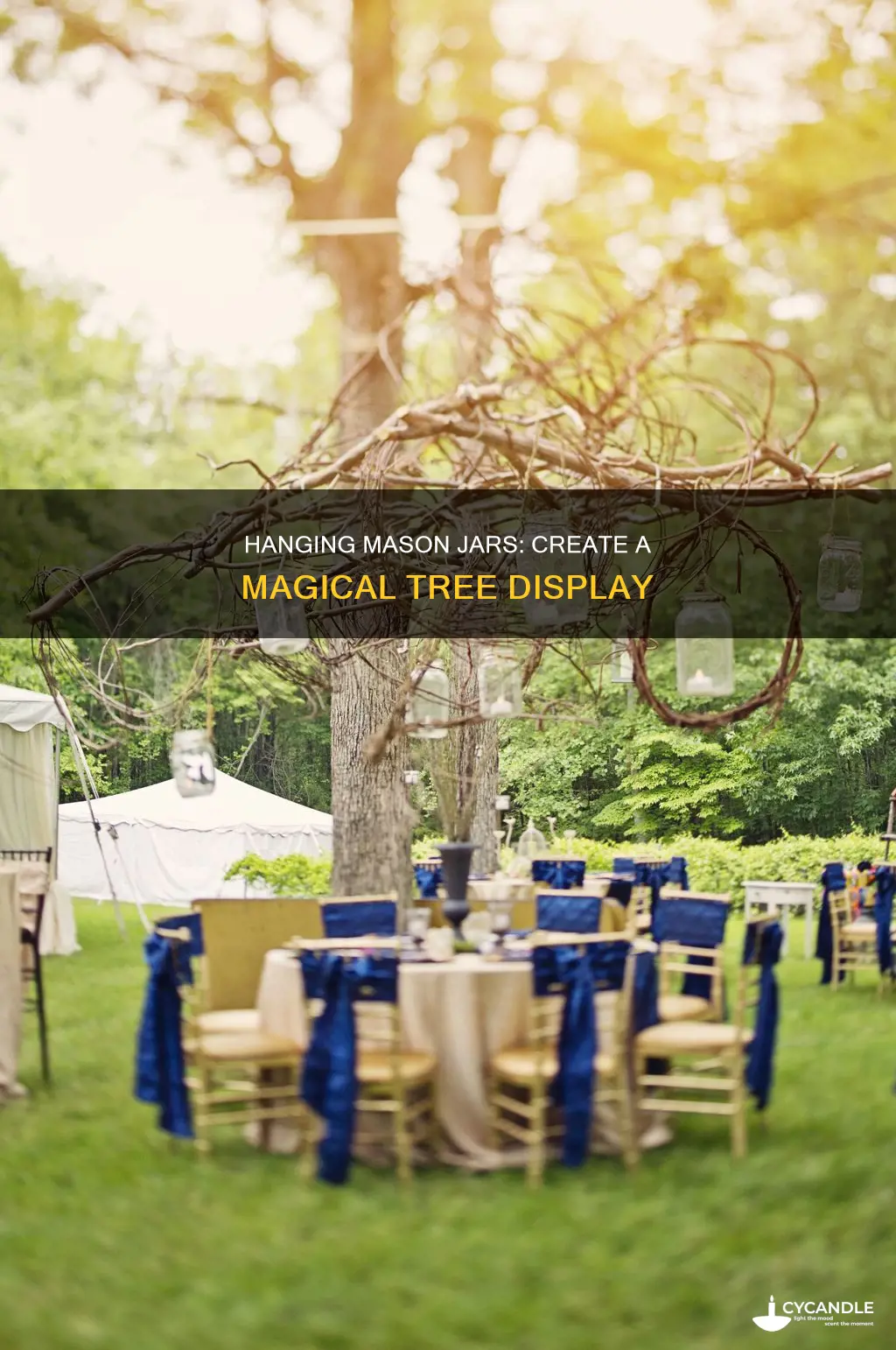 how to hang mason jars with candles from trees