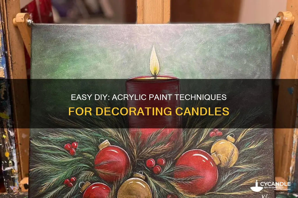 how to make acrylic paint stick to candles