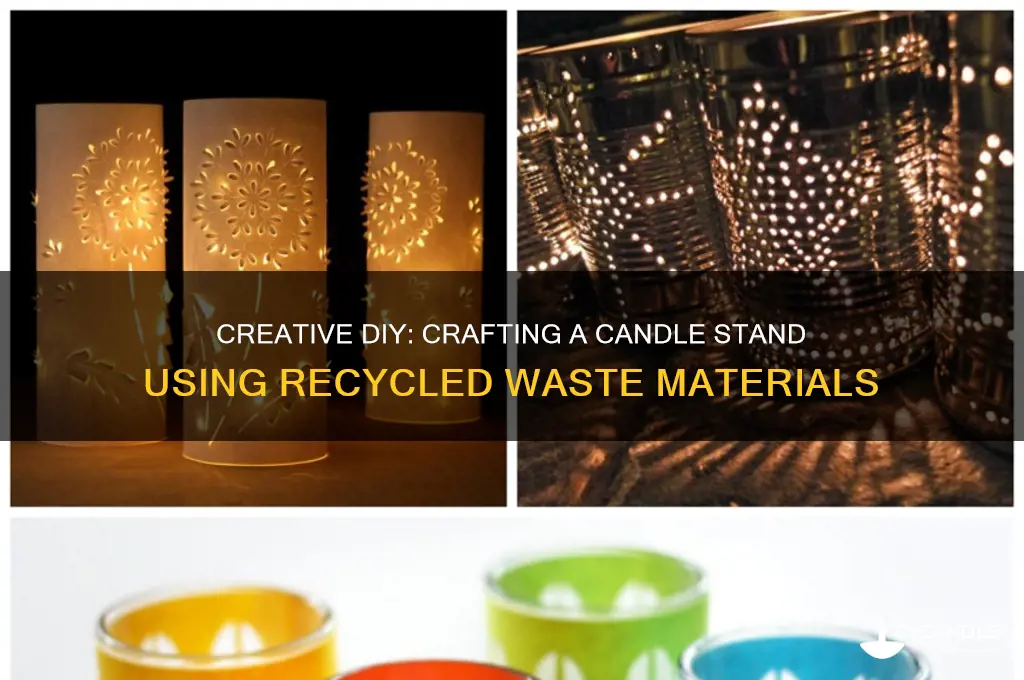 how to make candle stand at home with waste material