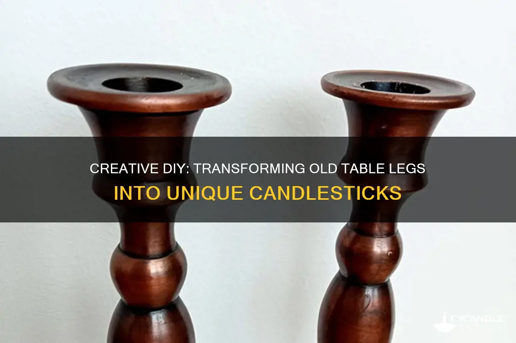 how to make candle sticks out of table legs