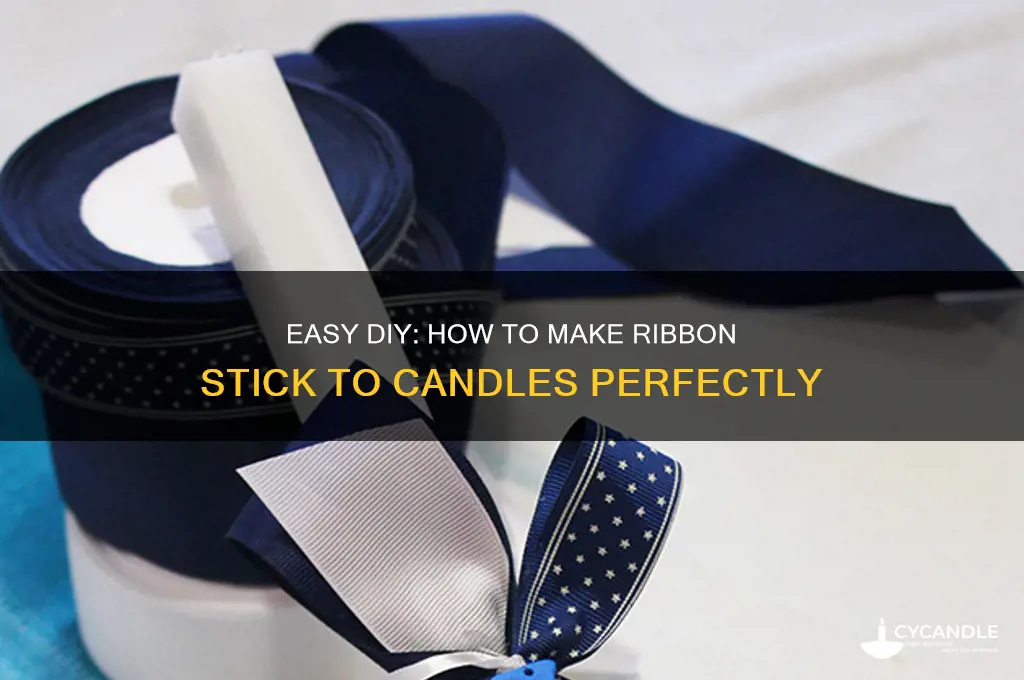 how to make ribbon stick to candle