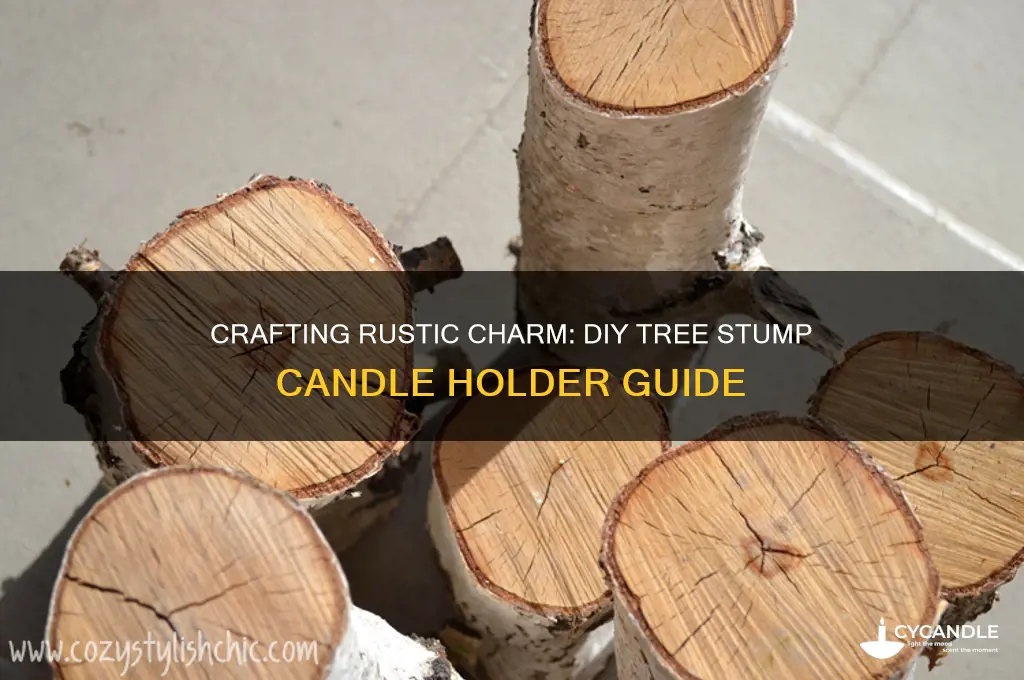 how to make tree stump candle holder