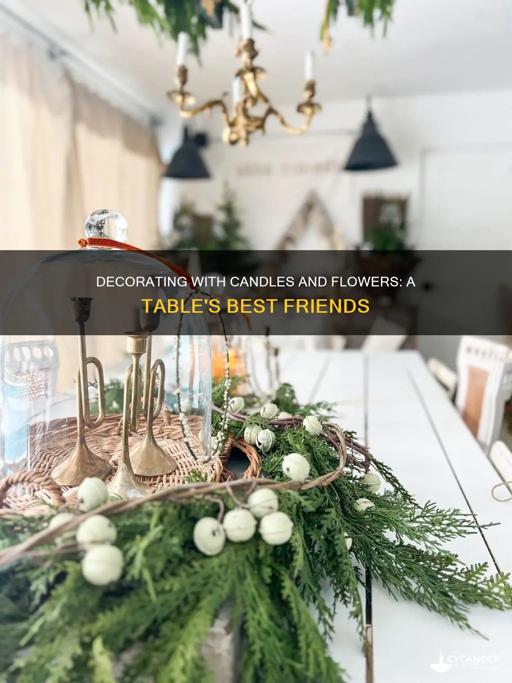 how to place long candles and flowers on table