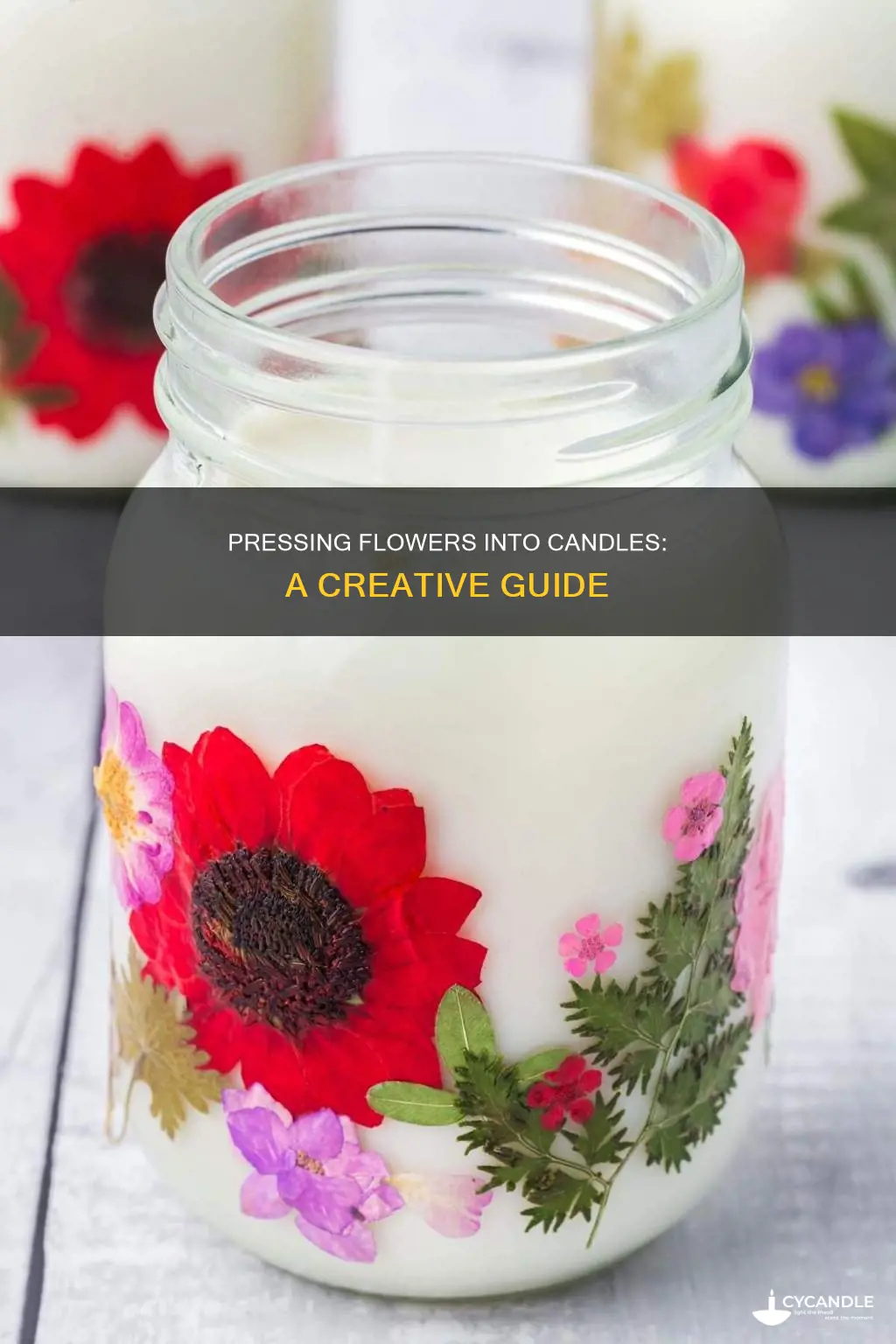 how to press flowers into candles