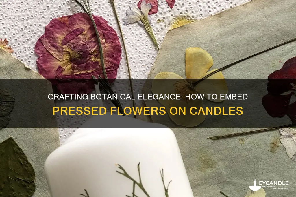 how to put pressed flowers on candles