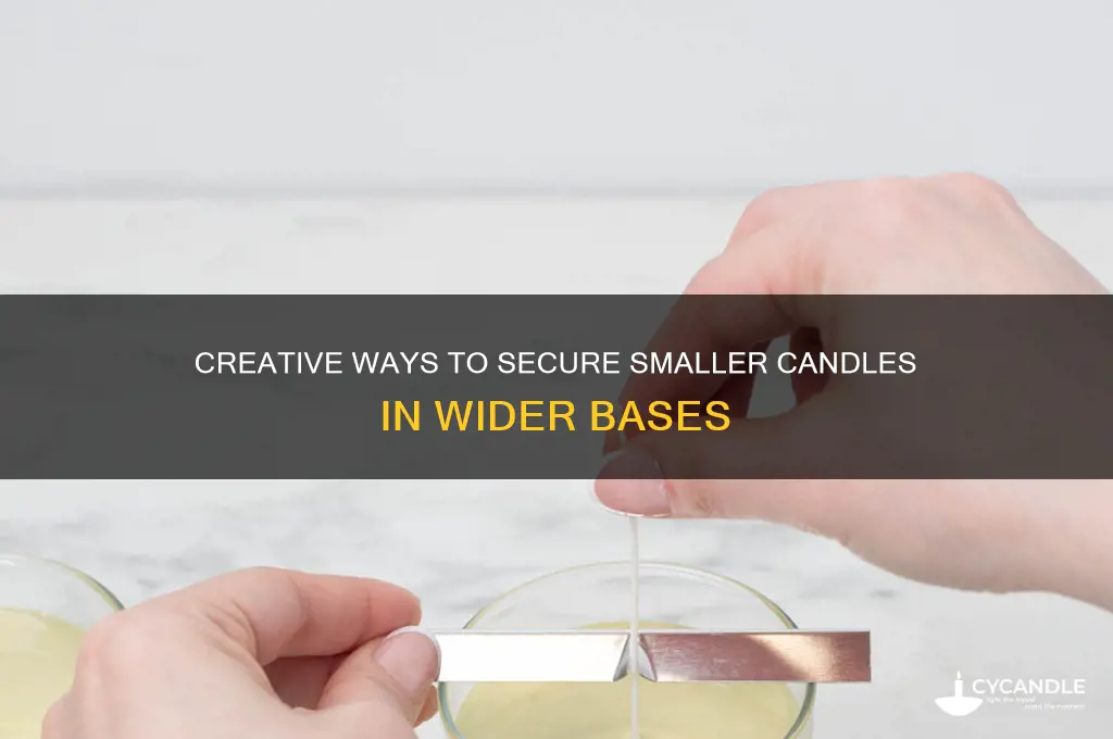 how to put smaller candles in a wider base