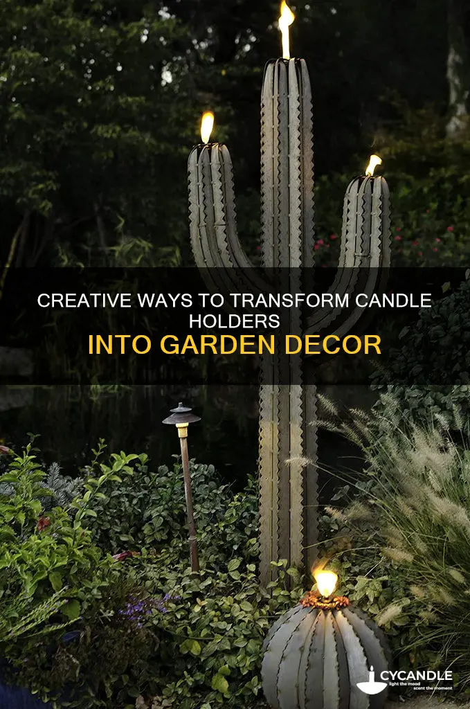 how to repurpose candle holders to yard decorations