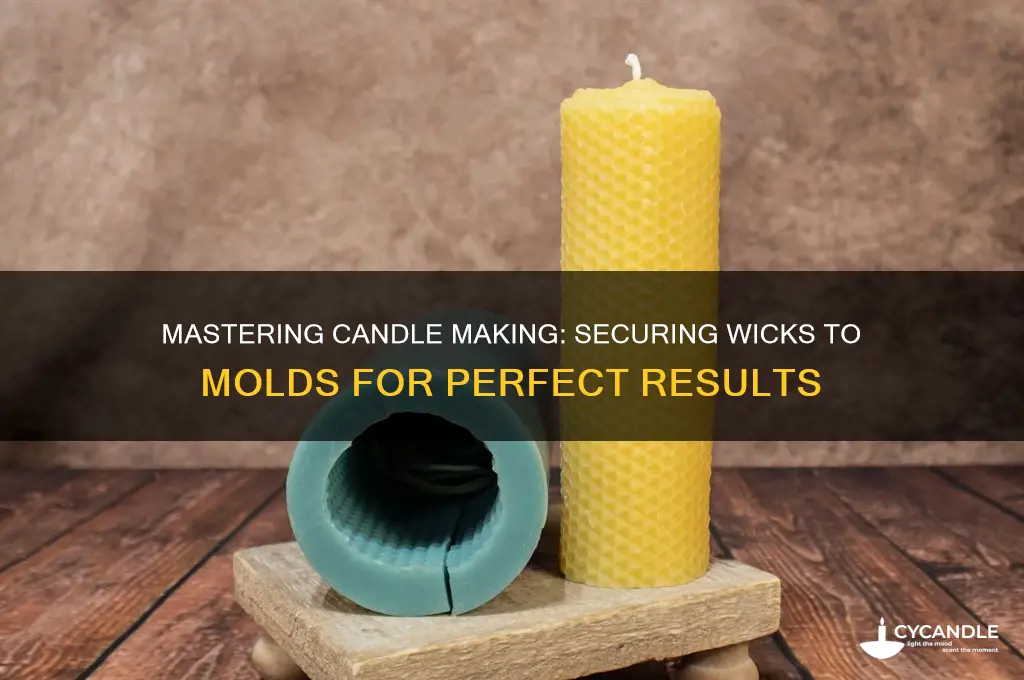 how to secure a wick to a candle mold