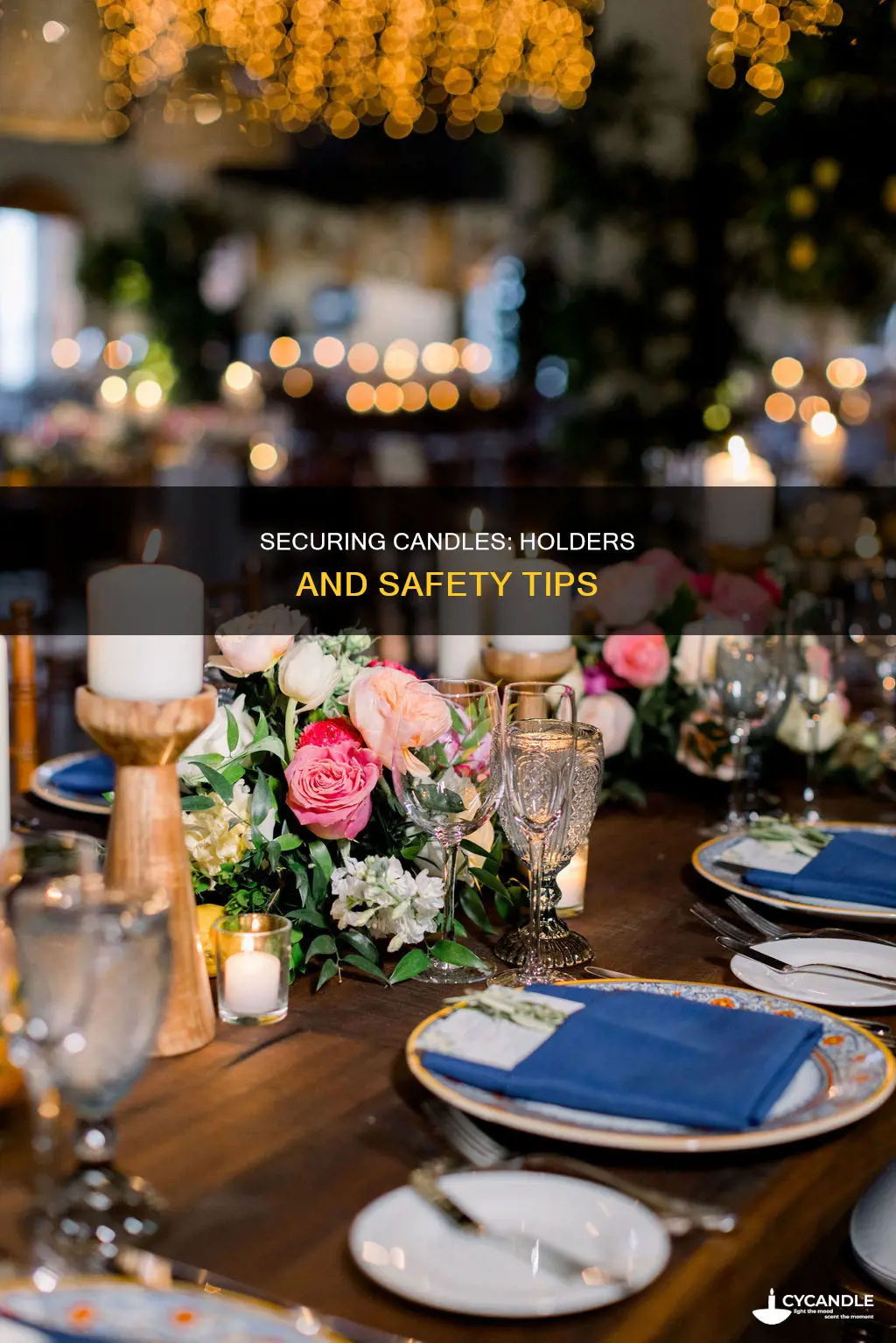 how to secure candle in holder