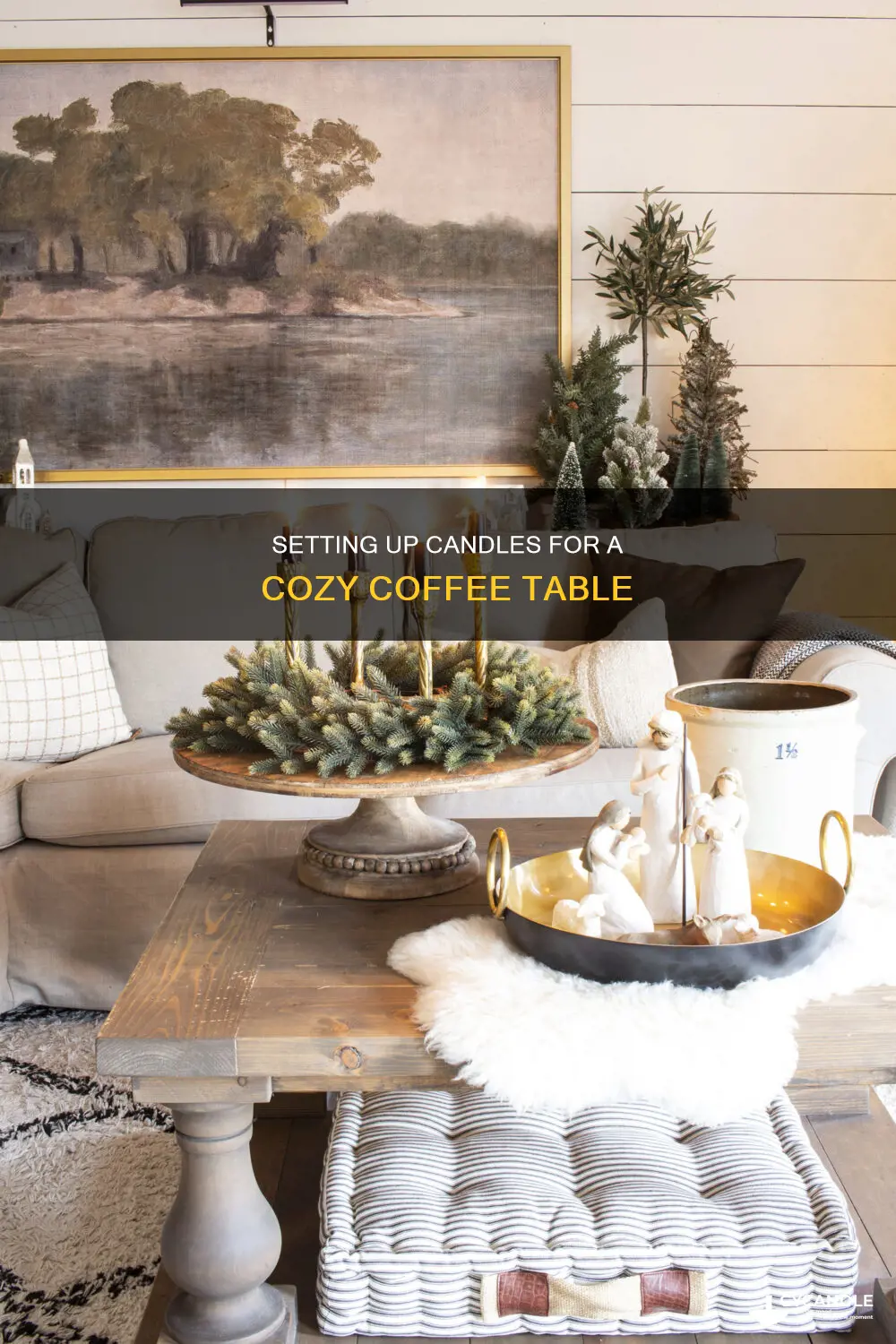 how to set up candles for coffe table