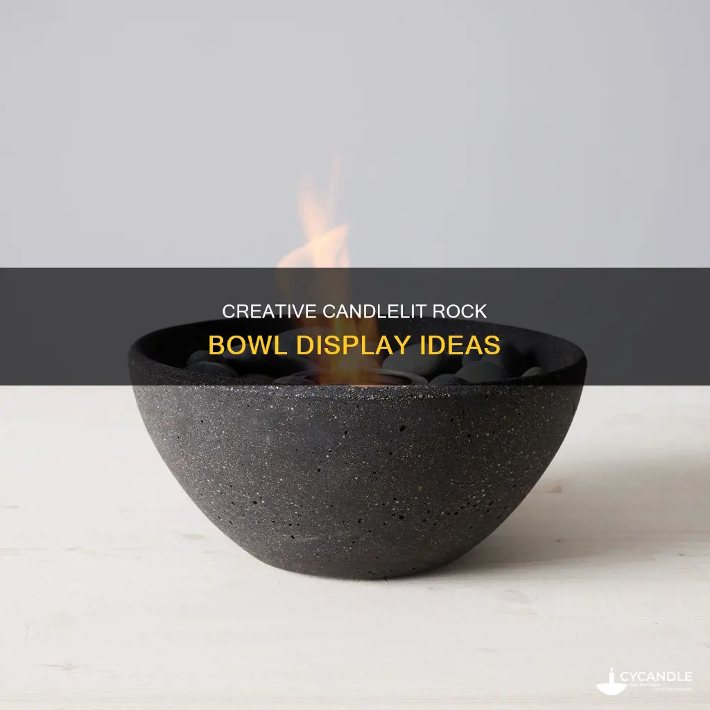 how to set up candles in rocks in a bowl