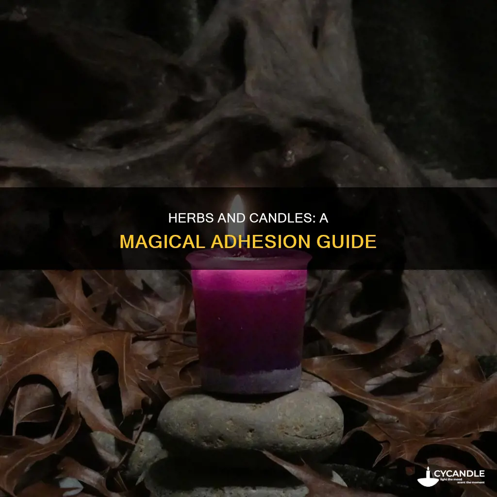 how to stick herbs to candles