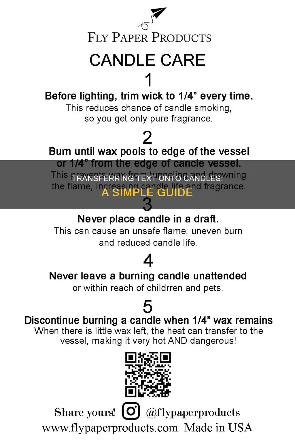 how to transfer text onto candles
