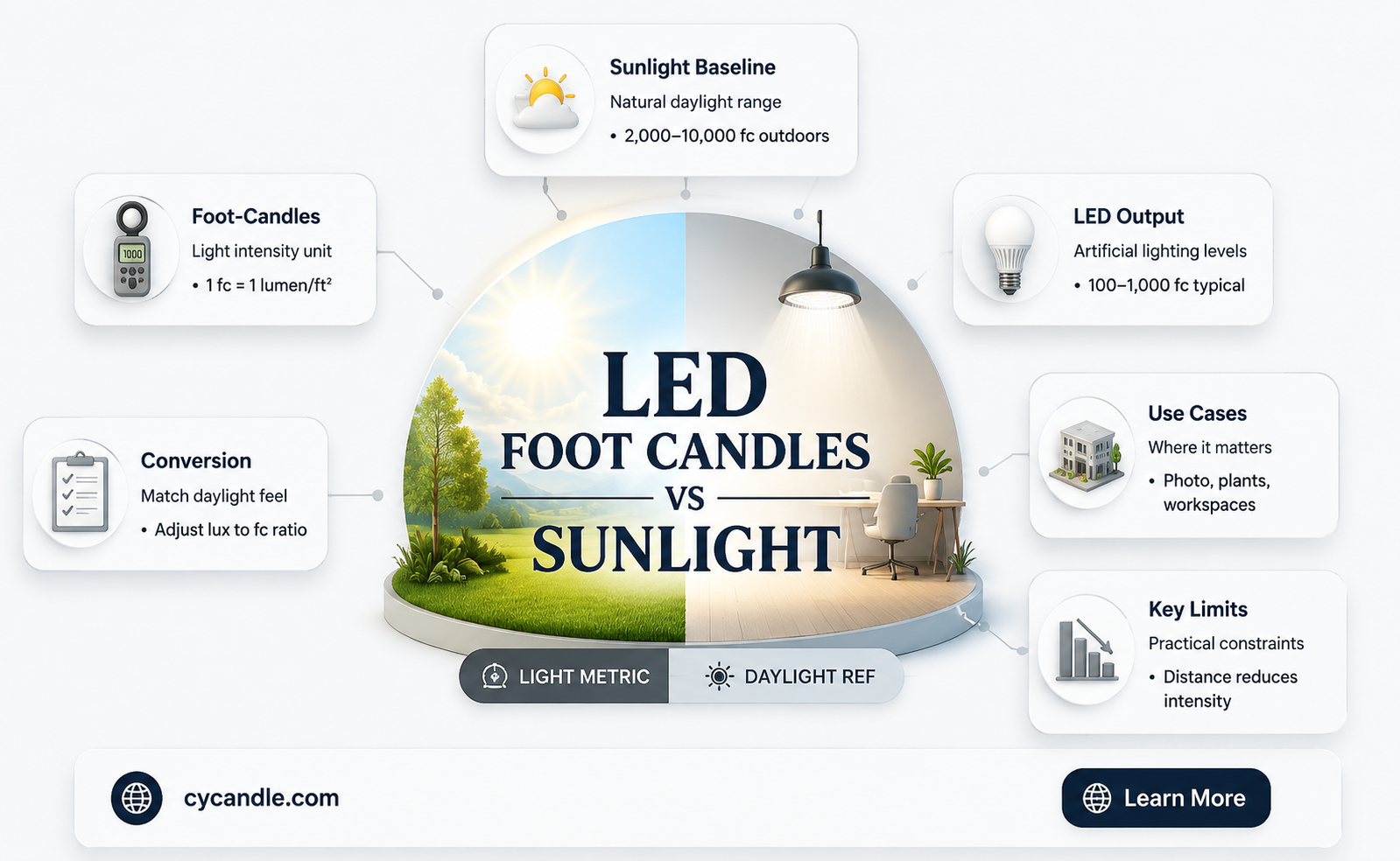 are led foot candles the same as the sun
