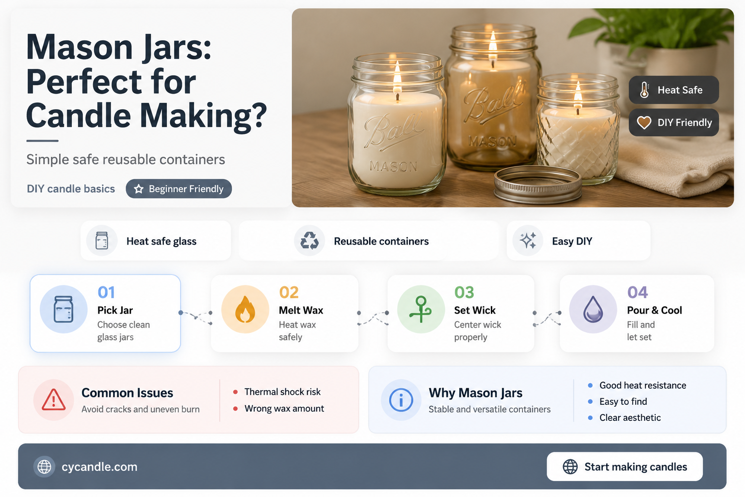 are mason jars good for candle making