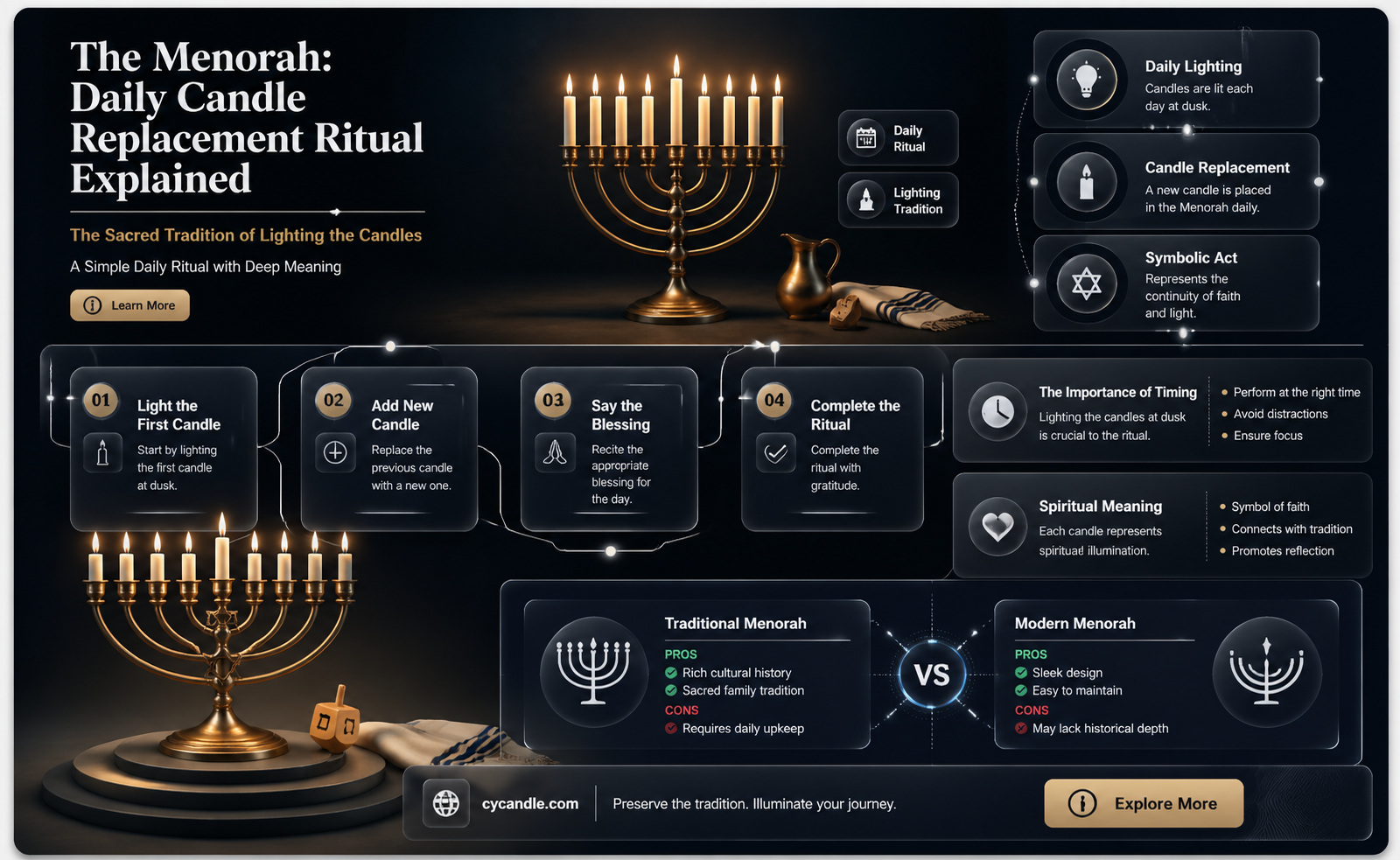 are all candles replaced each day on menorah