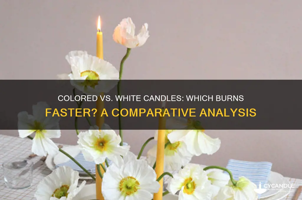 what burns faster colored or white candles