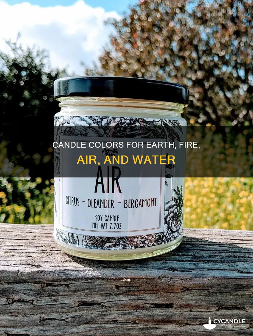 what color candles represent earth fire air and water