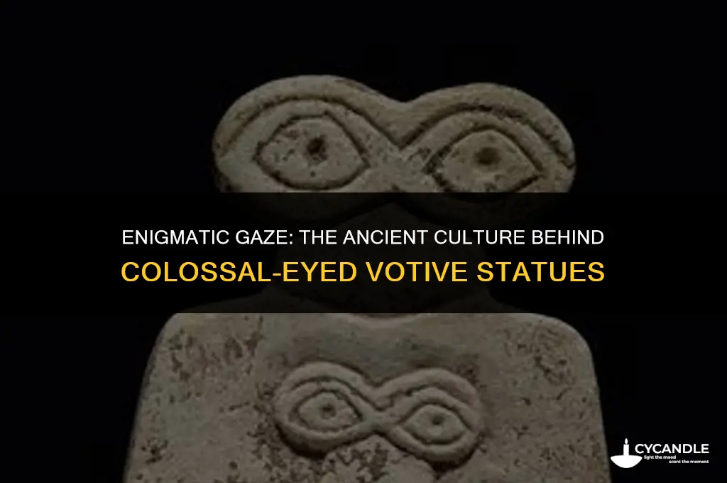 what culture produced votive statuatees with huge eyes