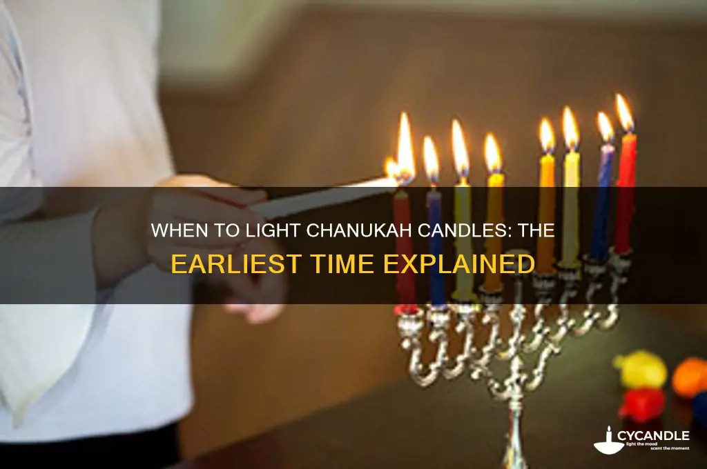 what is the earliest time to light chanukah candles