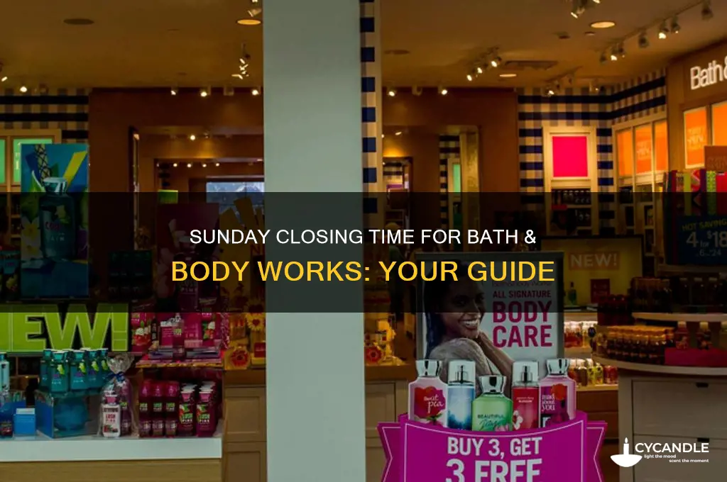 what time does bath and body works close on sunday