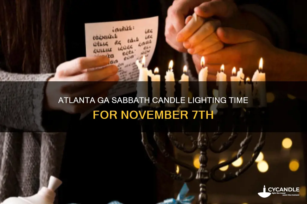 what time is sabbath candle lighting atlanta ga nov 7