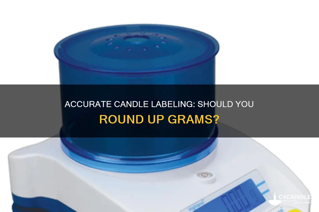 when labeling candles do you round the grmas