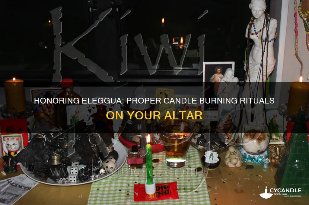 when offering ellegua a candle on altar burn it