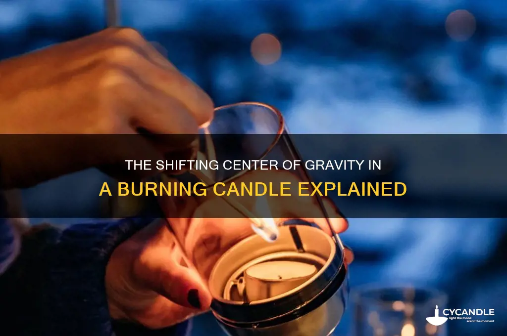 where is the center of gravity of a burning candle