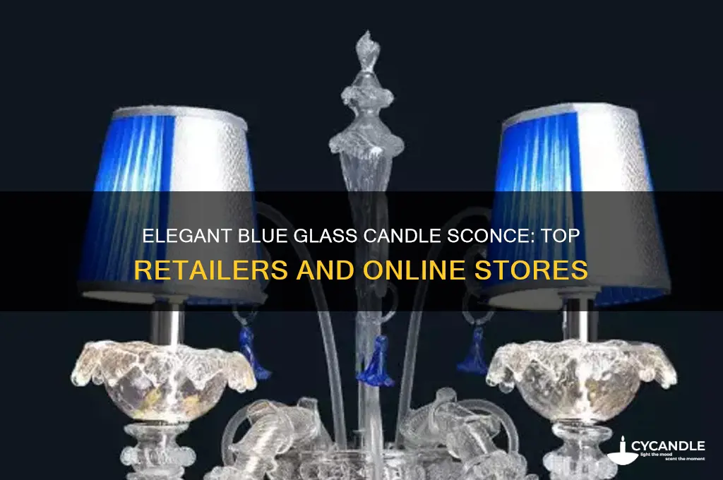 where to buy blue glass candle sconce
