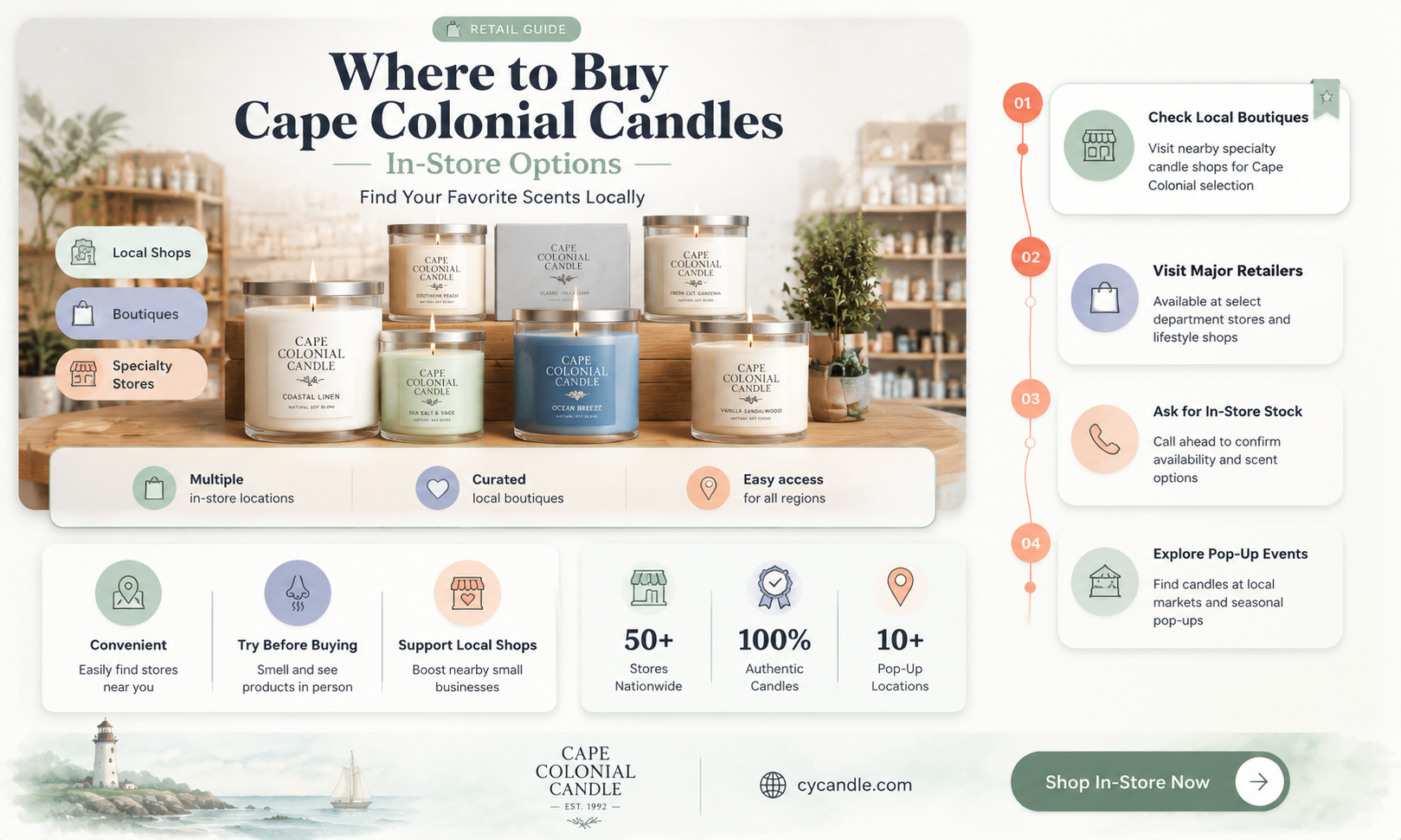 are cape colonial candles sold in stores