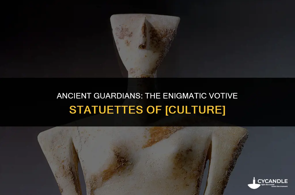 which culture produced votive statuettes with huge eyes